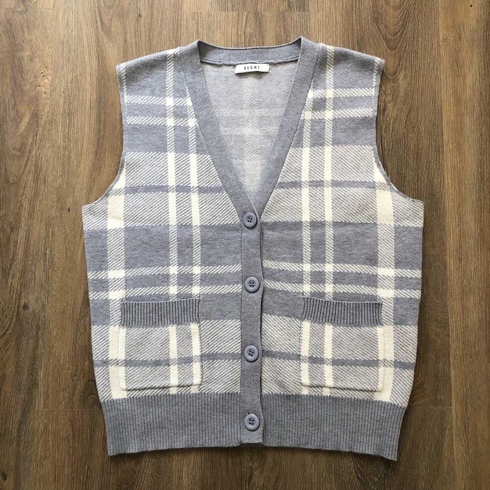 Sioni Muted Blue Knit Sweater Vest